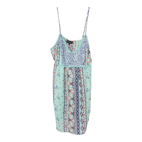 My Michelle Dress Size Large Blue Mint Floral Excellent pre-owned condition - Picture 1 of 4